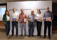 Los cuatro autores premiados junto a los ediles de Compromís per Sagunt